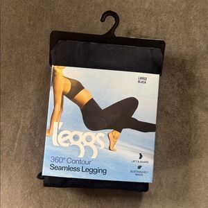 L'eggs 360 Seamless Lifting Leggings Black Large NEW